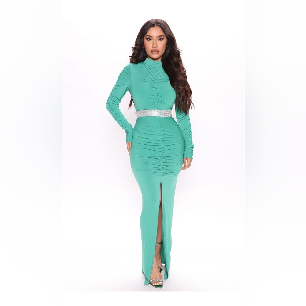 green maxi gown dress